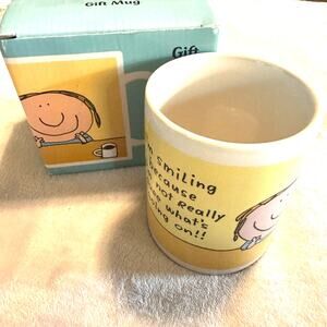 Leanin' Tree Vintage Coffee Mug Funny Smiling Face office humor Novelty in box